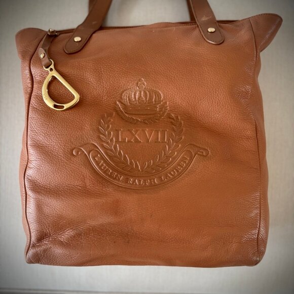 Ralph Lauren Logo Embossed Leather Tote - Picture 4 of 16